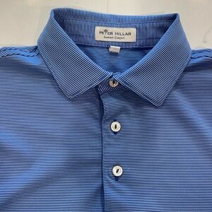 Peter Millar- size S- blue striped polo - excellent condition
